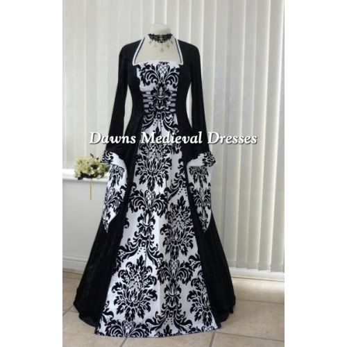 Medieval Gothic Black and White Bold Wedding Dress